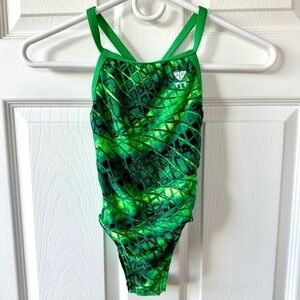 TYR One Piece Green Swimsuit, Girls 22
